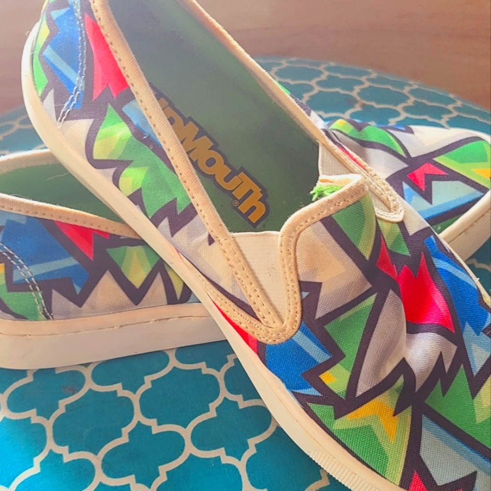 NWT Loudmouth Vienna Crystal Pattern Slip On Loafers Retro Punk Y2K size 6